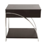 Espresso finish and brushed chrome metal finish Tioga Collection End table By homelegance End Tables Mobilia Cleopatra 15 Espresso finish and brushed chrome metal finish Tioga Collection End table By homelegance 15