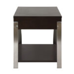 Espresso finish and brushed chrome metal finish Tioga Collection End table By homelegance End Tables Mobilia Cleopatra 16 Espresso finish and brushed chrome metal finish Tioga Collection End table By homelegance 16