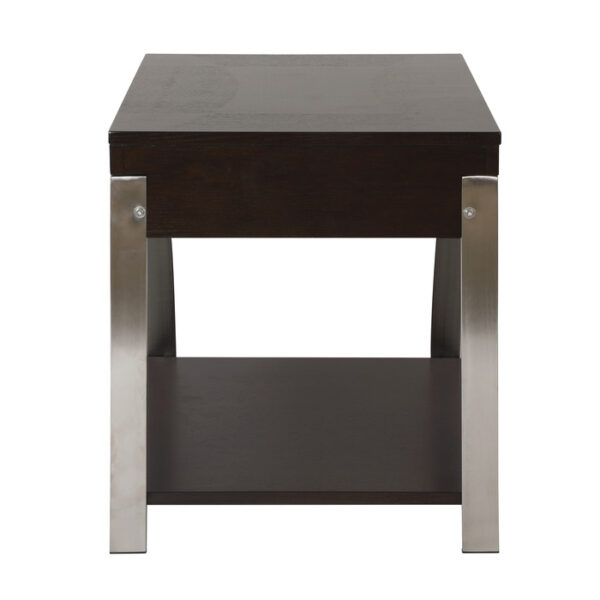 Espresso finish and brushed chrome metal finish Tioga Collection End table By homelegance 11