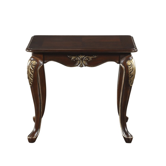 Dark cherry finish with gold tipping Croydon Collection End table By homelegance