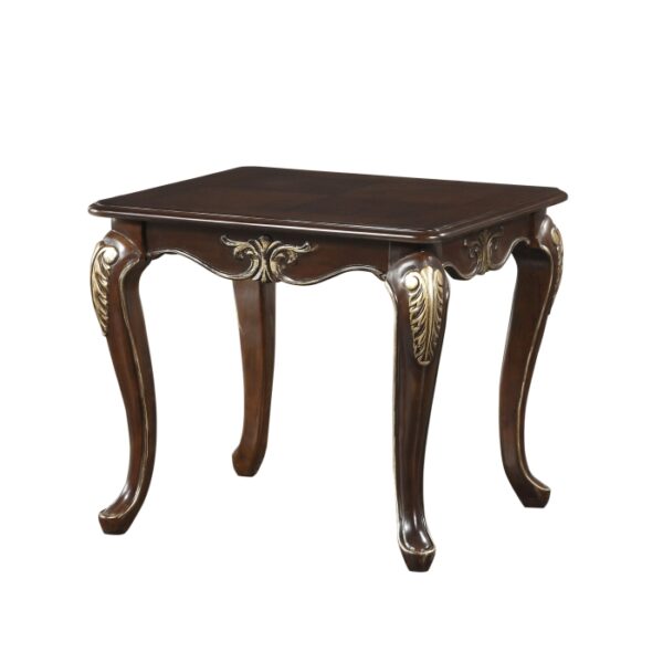 Dark cherry finish with gold tipping Croydon Collection End table By homelegance 8
