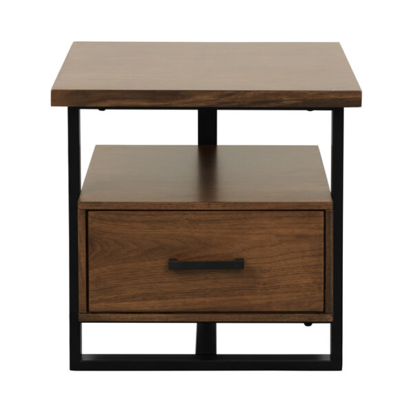 Walnut finish and rustic black metal Sedley Collection End table By homelegance 8