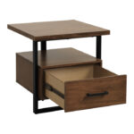 Walnut finish and rustic black metal Sedley Collection End table By homelegance End Tables Mobilia Cleopatra 15 Walnut finish and rustic black metal Sedley Collection End table By homelegance 15