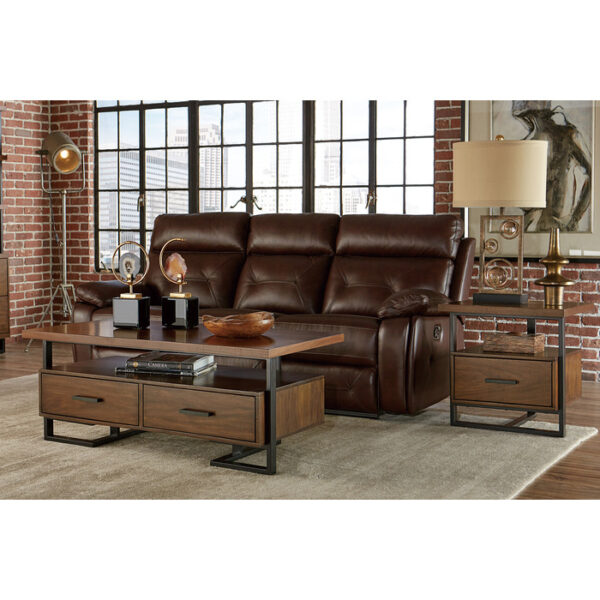 Walnut finish and rustic black metal Sedley Collection End table By homelegance 11
