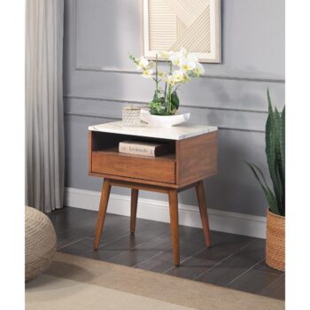 HM7916-04 End table With faux marble & drawer By homelegance