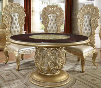 Metallic Antique Gold Round Dining Table HD-1801 By Homey Design