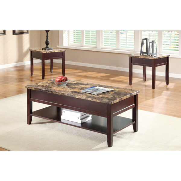 Dark Cherry Orton Collection End table with drawer By homelegance 6