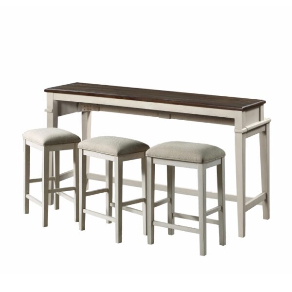 Brown and antique white Enfield Collection 4 PC Console+3 Stools Set By Homelegance 11