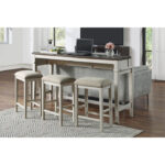 Brown and antique white Enfield Collection 4 PC Console+3 Stools Set By Homelegance Counter Mobilia Cleopatra 25 Brown and antique white Enfield Collection 4 PC Console+3 Stools Set By Homelegance 25