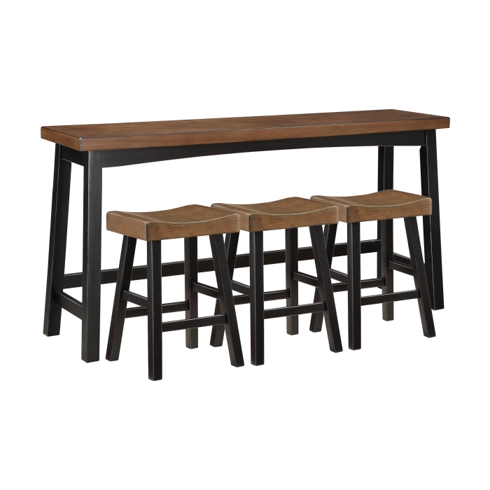 2-Tone finish (Black and Brown)  finish 4-Piece Counter Height Set Caspian Collection By Homelegance