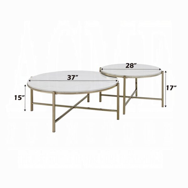 Zaidee Nesting Table Set with Natural Marble Top LV02797 By ACME 9