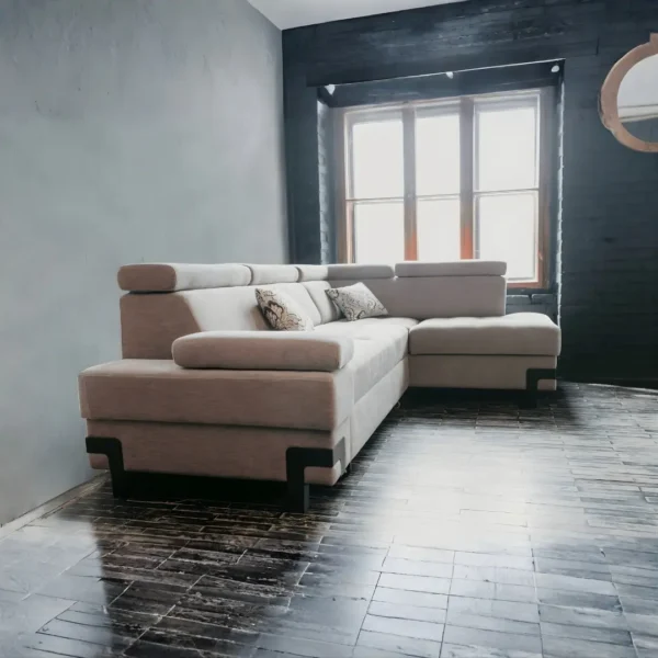 Light Gray Fabric Garda Sectional w/ Bed and Storage by ESF Furniture