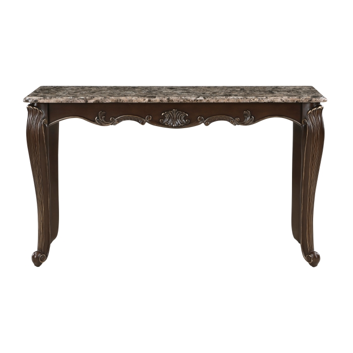Faux wood cherry finish with gold tipping Balthasar Collection Sofa Table By Homelegance
