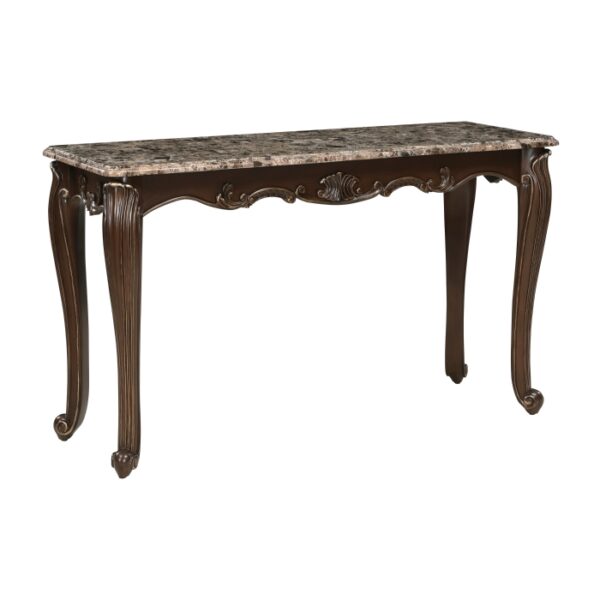 Faux wood cherry finish with gold tipping Balthasar Collection Sofa Table By Homelegance 7