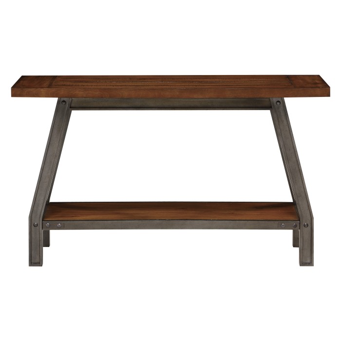 Driftwood light brown & Gunmetal Cardano Collection Sofa Table With Two Functional By Homelegance