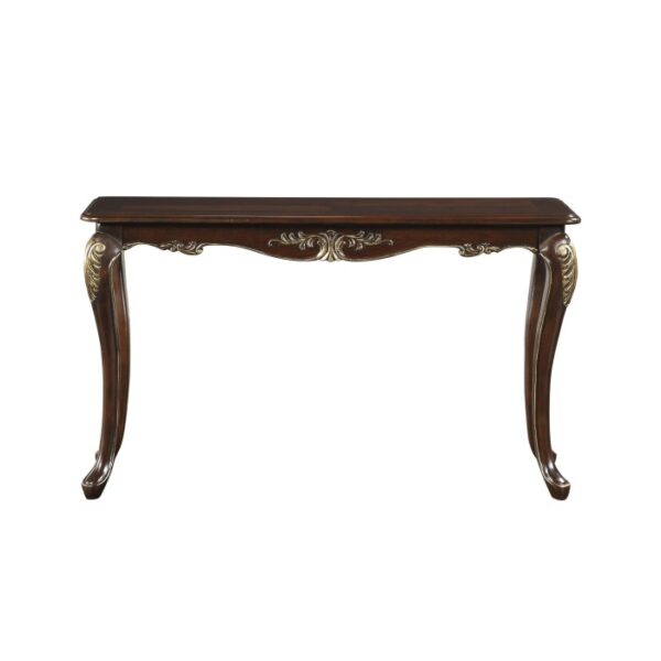 Dark cherry finish with gold tipping Croydon Collection Sofa Table By Homelegance 6