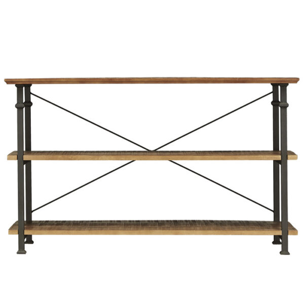 2-tone finish: rustic poplar finish and rustic black metal finish Factory Collection Sofa Table By Homelegance 8