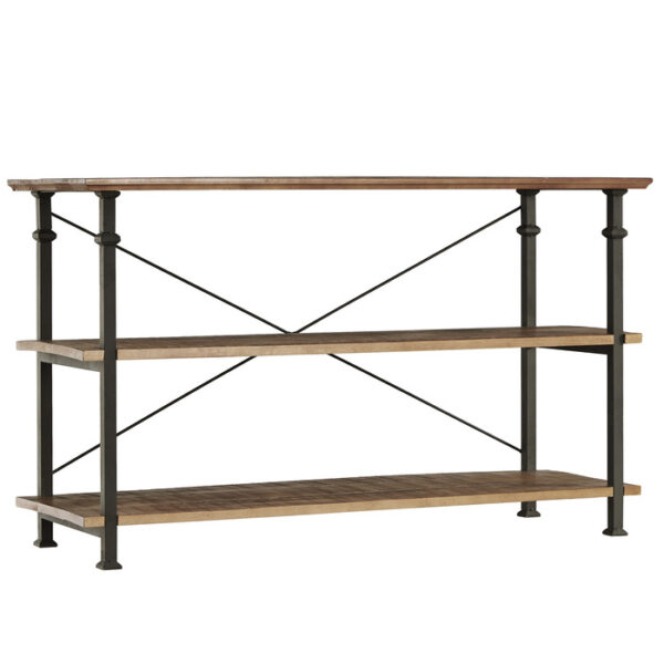 2-tone finish: rustic poplar finish and rustic black metal finish Factory Collection Sofa Table By Homelegance 9