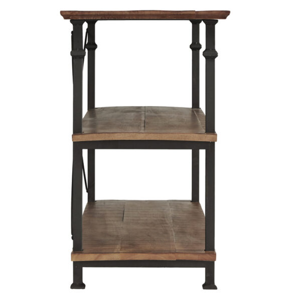 2-tone finish: rustic poplar finish and rustic black metal finish Factory Collection Sofa Table By Homelegance 10
