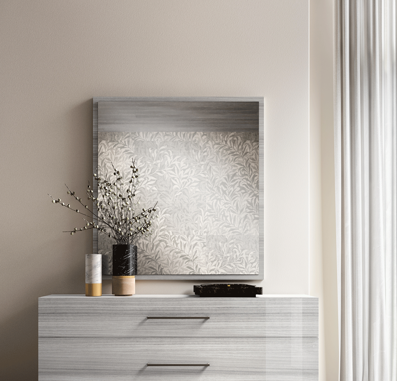 Gray Mia Mirror for Dresser p13592 By ESF Furniture
