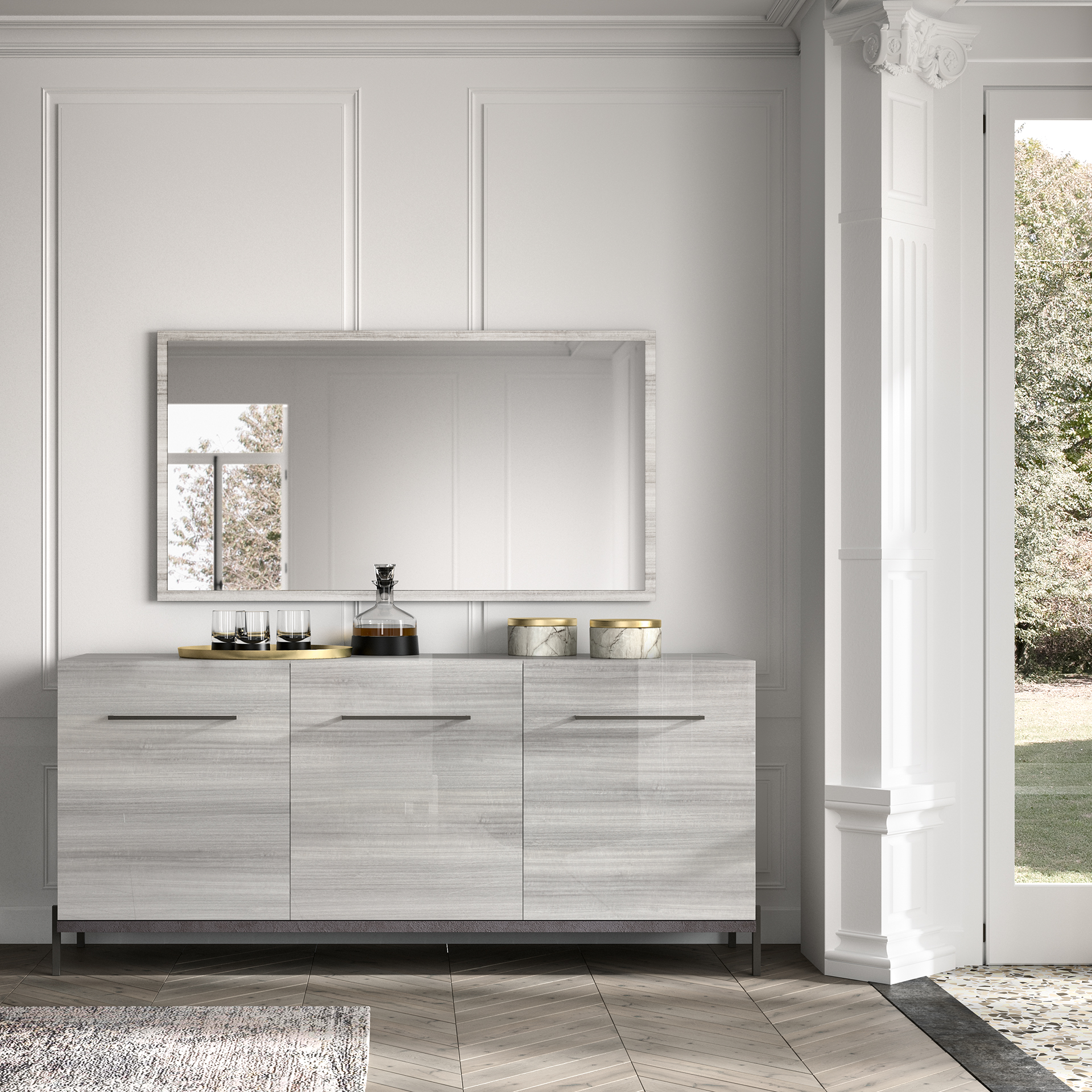 Gray Mia 3 Door Buffet p13595 By ESF Furniture