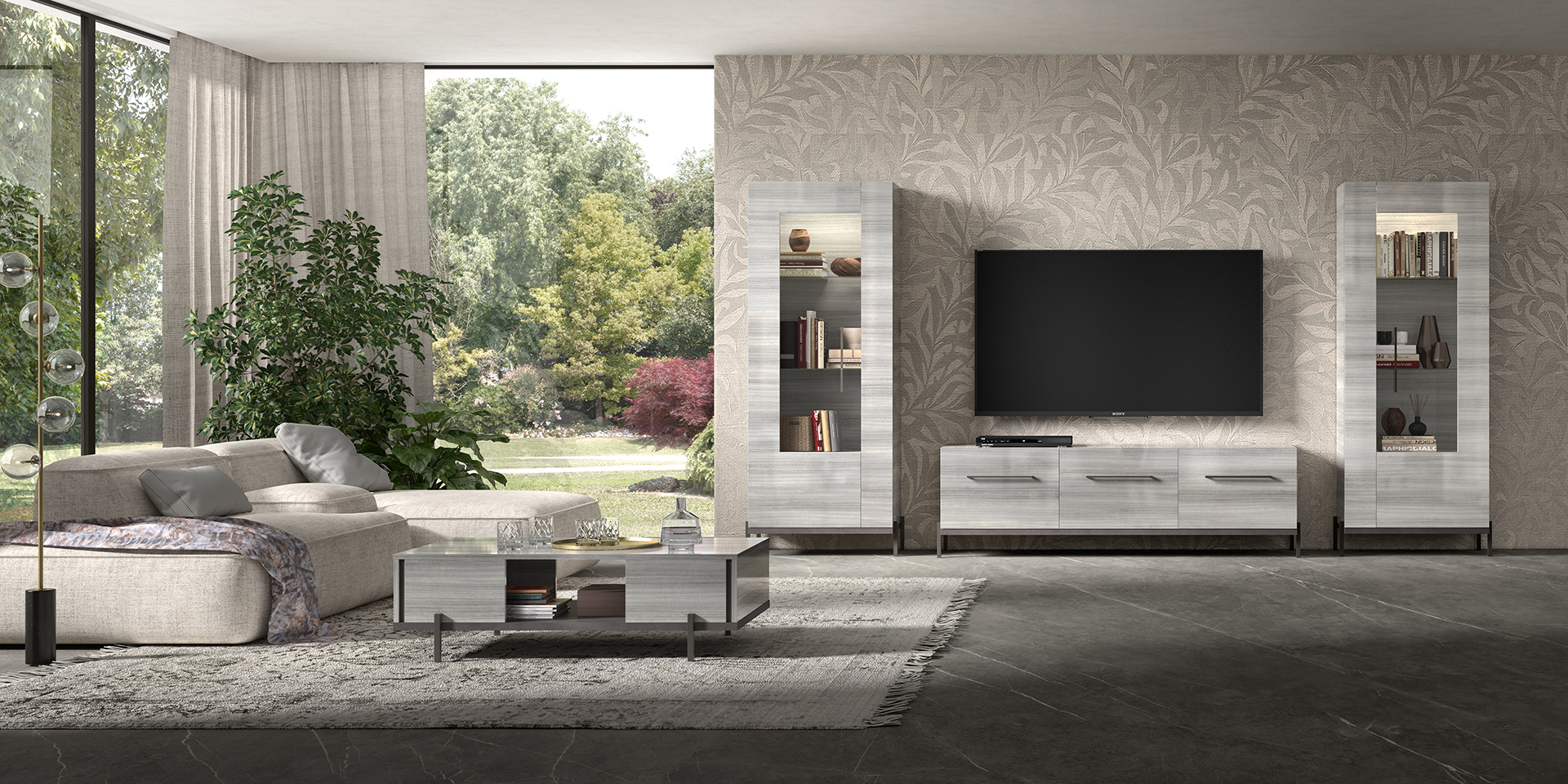 Gray Mia Entertainment Center p13576 By ESF Furniture