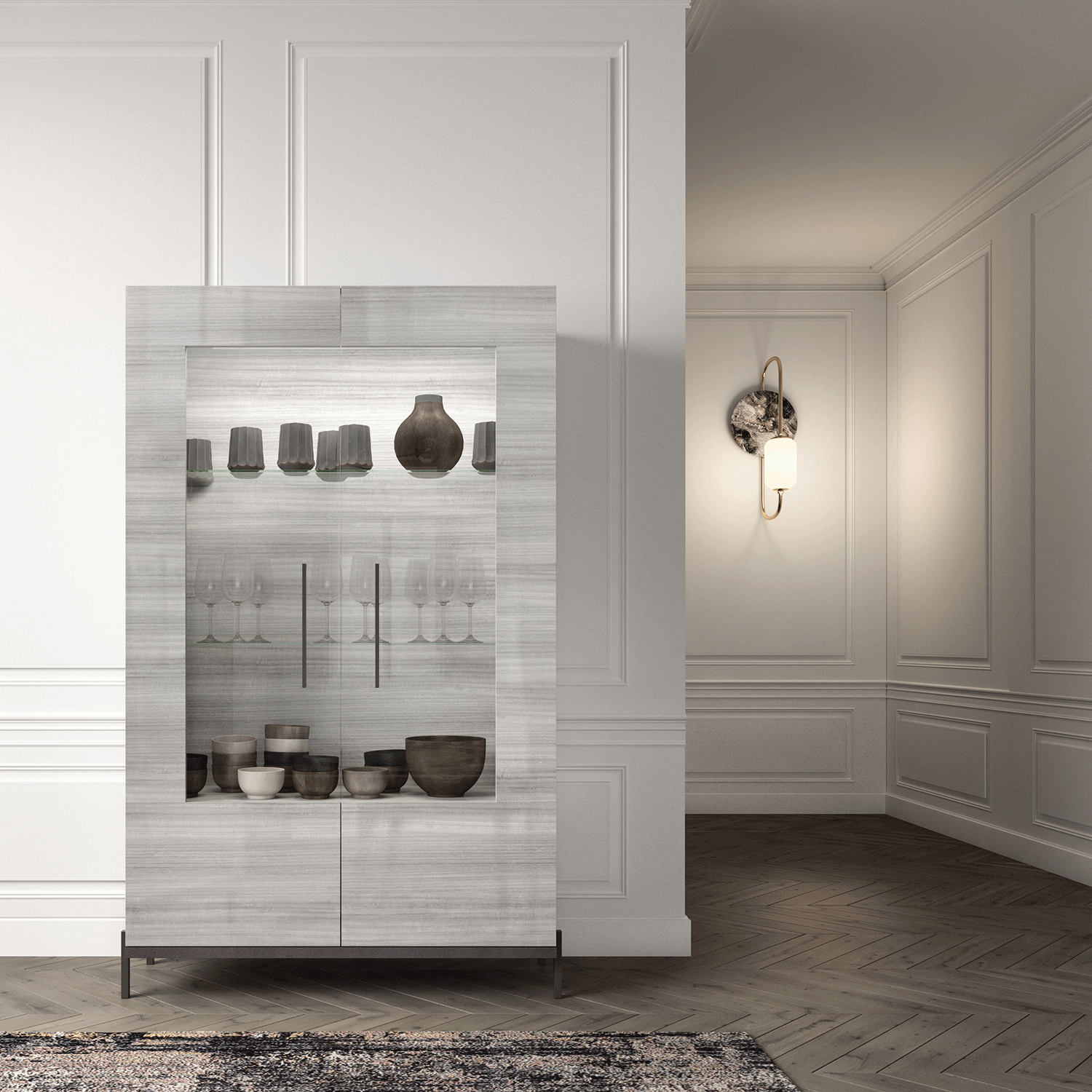 Gray Mia 2 Door China p13594 By ESF Furniture