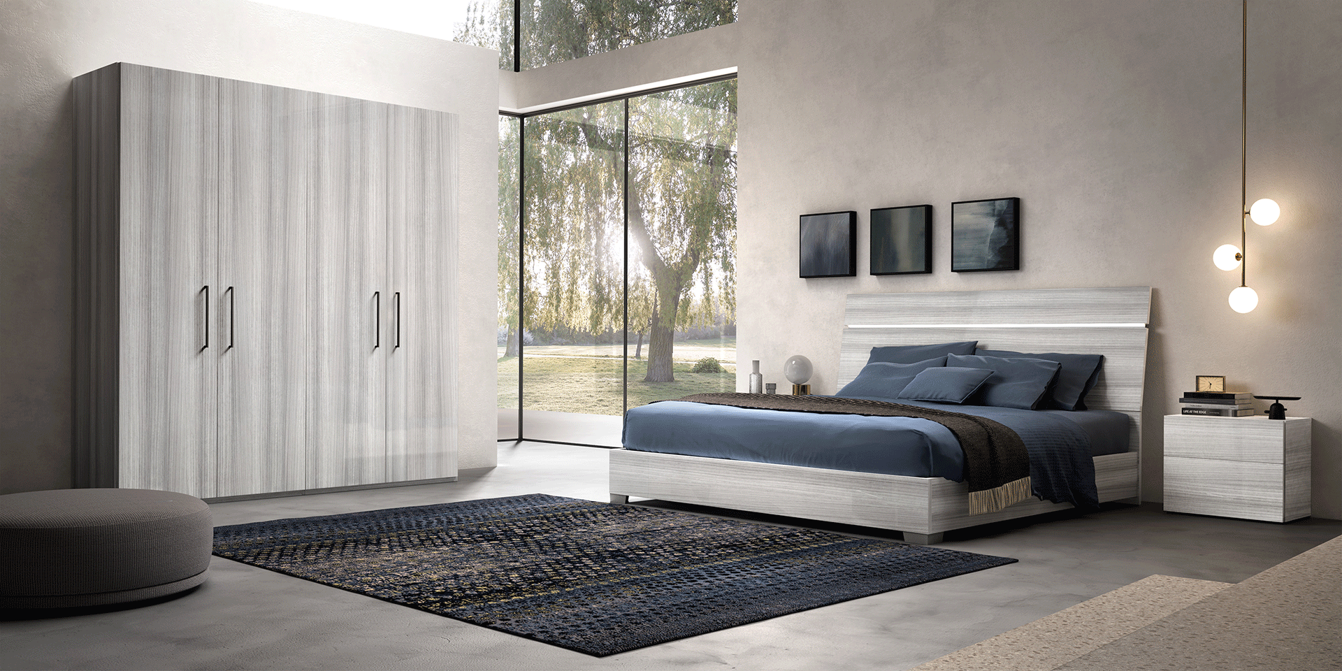 Gray Mia Bedroom Set Additional items p13570 By ESF Furniture