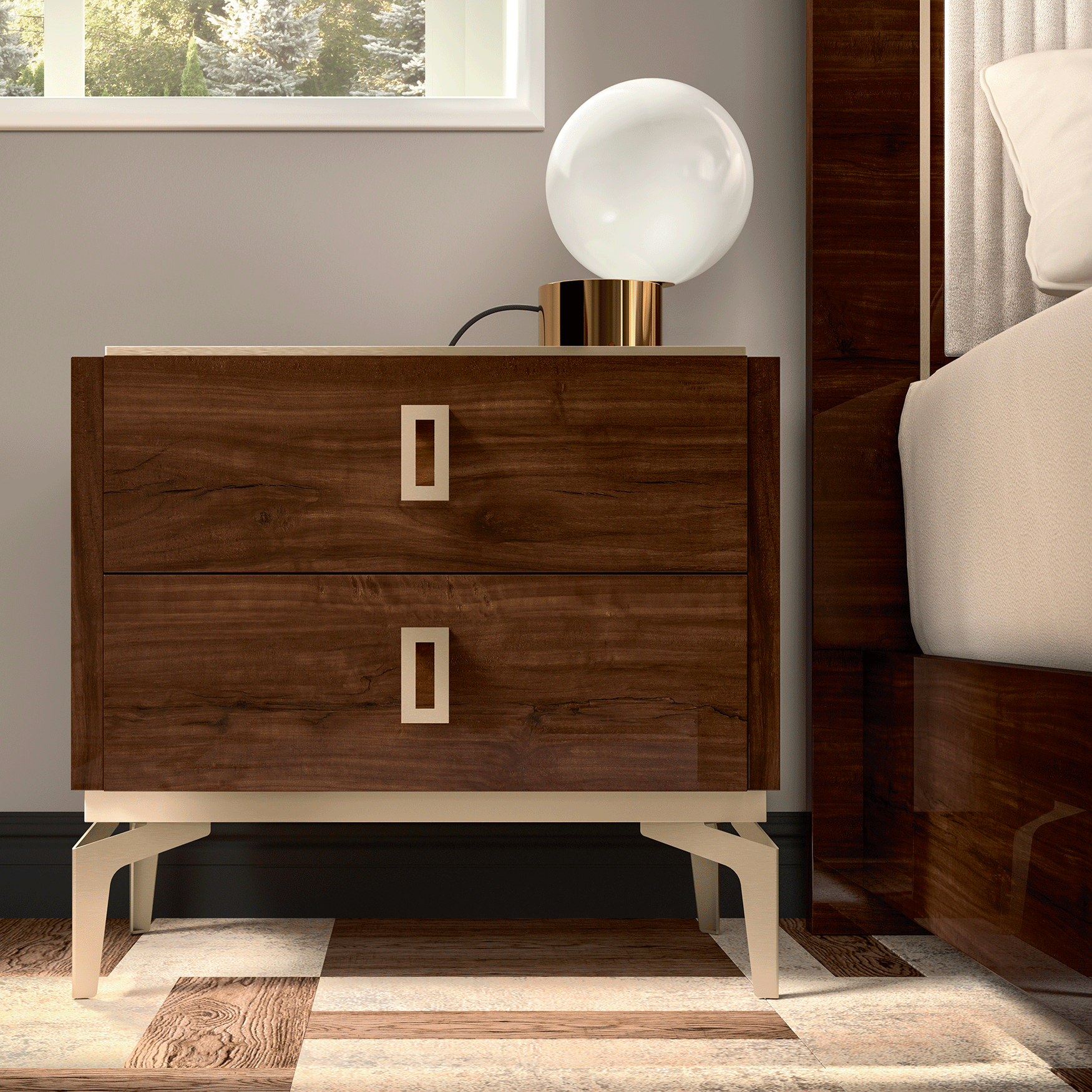 Tobacco Walnut Eva Nightstand p13578 By ESF Furniture 6