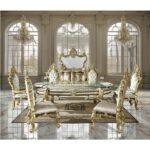 Hand-Painted Brown Desiderius Dining Table DN60000 By ACME 7