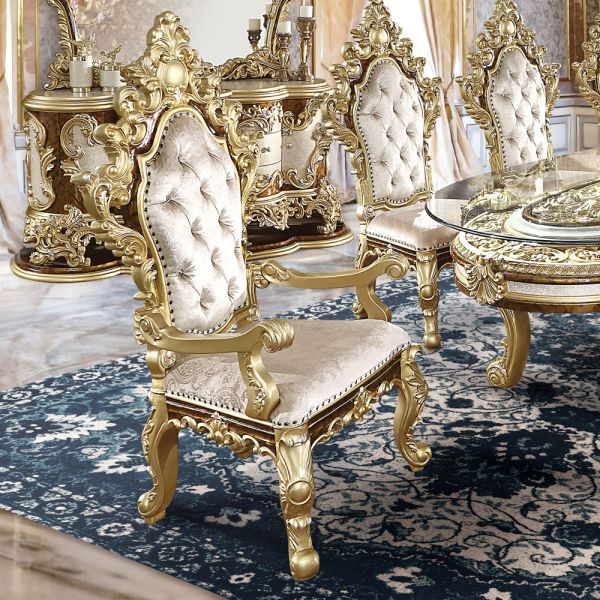 Hand-Painted Brown Desiderius Arm Chair DN60002 By ACME