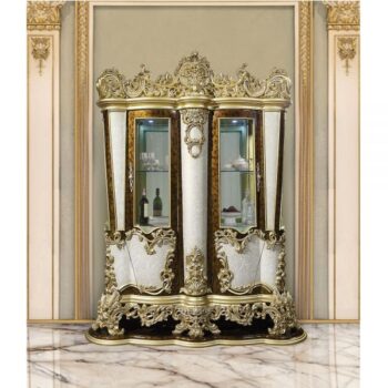 Antique Gold & Hand-Painted Brown Finish Curio