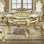 Hand-Painted Brown Desiderius Round Dining Table DN60005 By ACME Luxury Dining Tables Mobilia Cleopatra 11 Hand-Painted Brown Desiderius Round Dining Table DN60005 By ACME 11