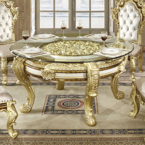 Hand-Painted Brown Desiderius Round Dining Table DN60005 By ACME