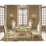 Hand-Painted Brown Desiderius Round Dining Table DN60005 By ACME Luxury Dining Tables Mobilia Cleopatra 14 Hand-Painted Brown Desiderius Round Dining Table DN60005 By ACME 14