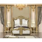 Hand Painted Brown Desiderius Eastern King Bed BD20001EK By ACME Luxury Beds Mobilia Cleopatra 15 Hand Painted Brown Desiderius Eastern King Bed BD20001EK By ACME 15