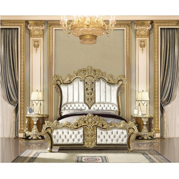 Hand Painted Brown Desiderius Eastern King Bed BD20001EK By ACME