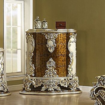 Antique Gold & Hand Painted Brown Finish Chest