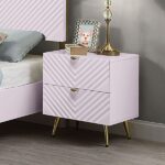Pink High Gloss Finish Gaines Nightstand BD02663 By ACME Luxury Bedroom Nightstands Mobilia Cleopatra 17 Pink High Gloss Finish Gaines Nightstand BD02663 By ACME 17
