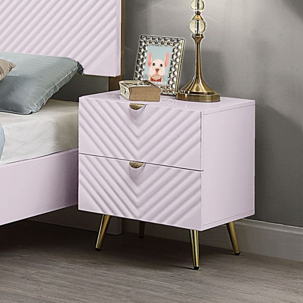 Pink High Gloss Finish Gaines Nightstand BD02663 By ACME