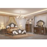 Cream Fabric Devany Bed By ACME Luxury Beds Mobilia Cleopatra 14 Cream Fabric Devany Bed By ACME 14