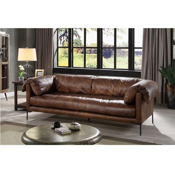 Mocha Leather Jaron Sofa LV02980 By ACME 7