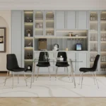 DT038S+DCK55S SET 5PC Rectangular Glass Dining Table For 4 Set By Artisan Furniture Luxury Dining Sets Mobilia Cleopatra 11 DT038S+DCK55S SET 5PC Rectangular Glass Dining Table For 4 Set By Artisan Furniture 11