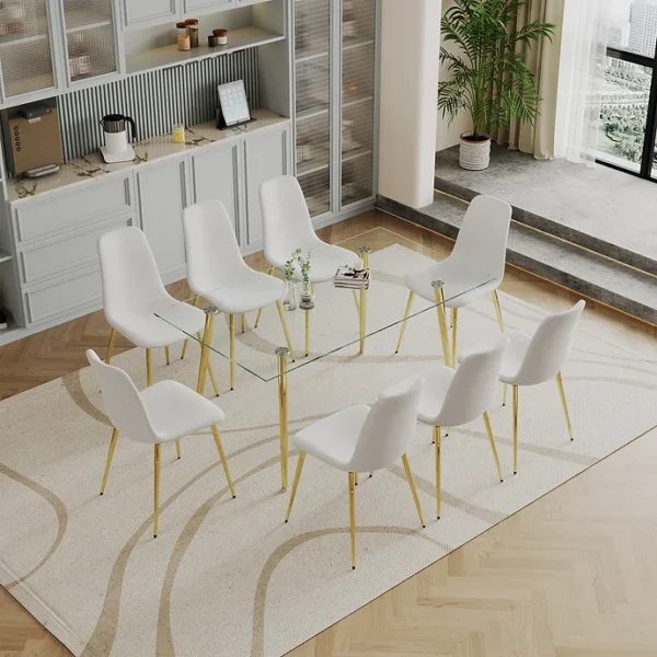 DT038G+DCK55G Glass Dining Table Set with 4 Chairs By Artisan Furniture 8