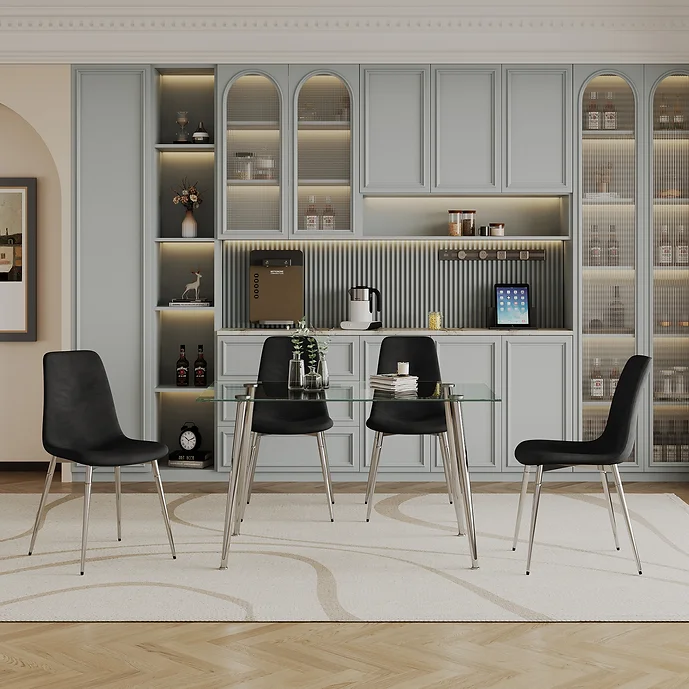 DT037S+DCK55S Glass Dining Table Set For 4 With Chairs By Artisan Furniture 8