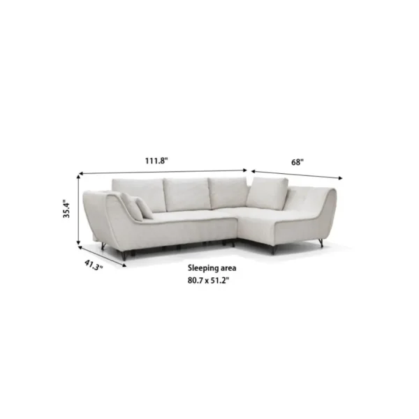 Beige Sectional Sofa Cocoli with Bed