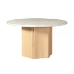 Oak Qwin Round Dining Table W/Marble Top DN02875 By ACME Luxury Dining Tables Mobilia Cleopatra 12 Oak Qwin Round Dining Table W/Marble Top DN02875 By ACME 12