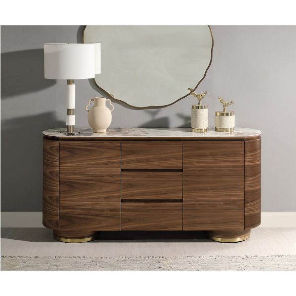 Willene Walnut Server Ceramic Top DN03148 By ACME