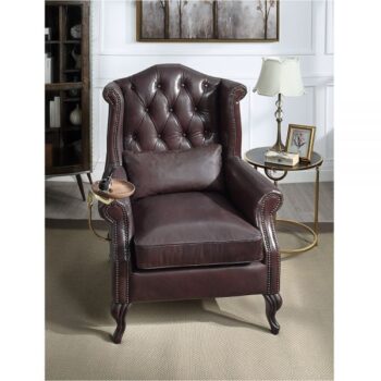 Vintage Brown Leather Accent Chair