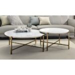 Zaidee Nesting Table Set with Natural Marble Top LV02797 By ACME 11